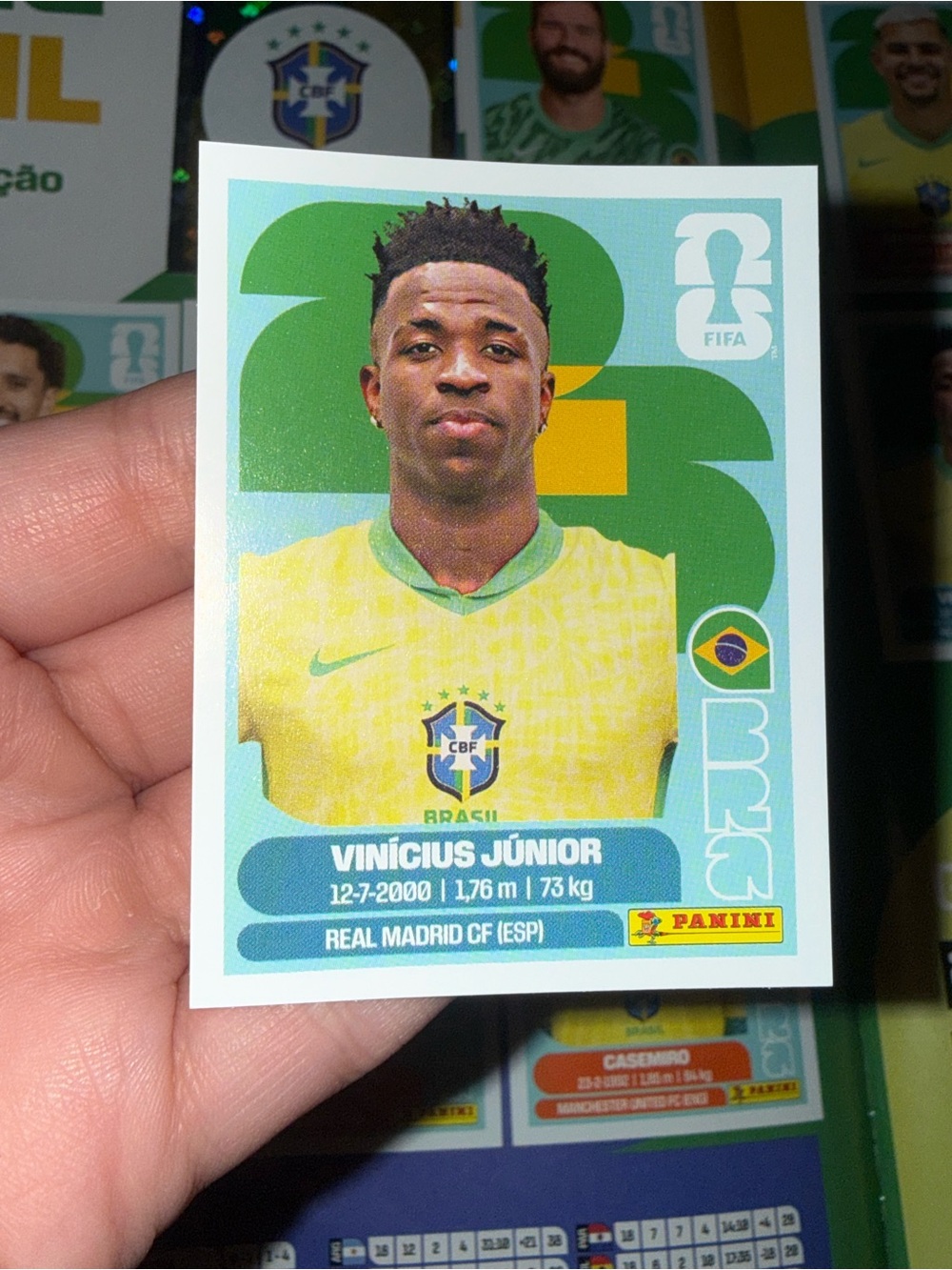 Panini Brasil Vinícius Júnior Football Sticker - Yellow/Green